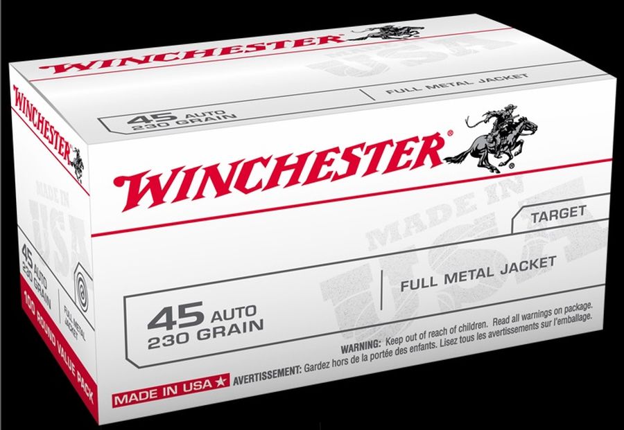 Winchester .45 ACP 230gr FMJ Target Ammunition 300rds 45 Auto THREE